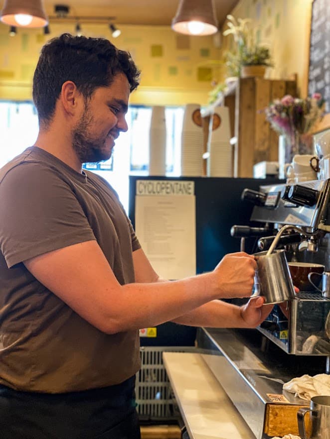 Making coffee at Bonita Cafe